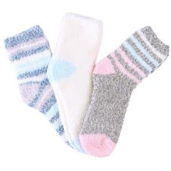 MeMoi Womens 3-Pr. Stripe & Solid Plush Socks