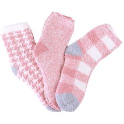 MeMoi Womens 3-Pr. Print & Solid Plush Socks