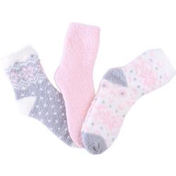 MeMoi Womens 3-Pr. Print & Solid Plush Socks
