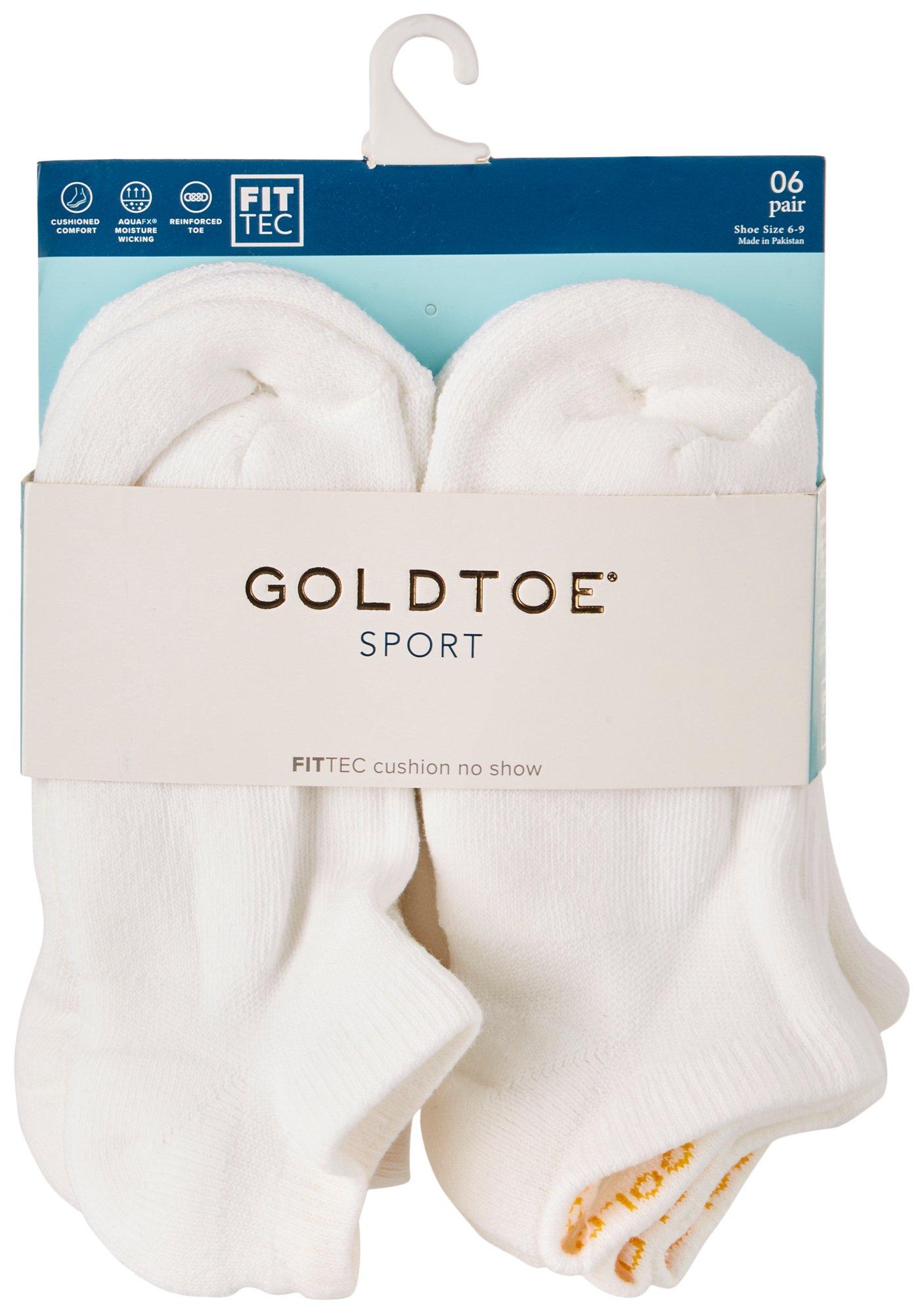 Gold Toe Womens 6-Pr. Sport FitTec Cushion No-Show Socks