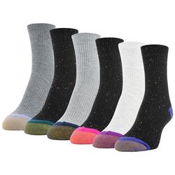 Womens 6-pk. Multicolored Toes Ribbed Crew Socks