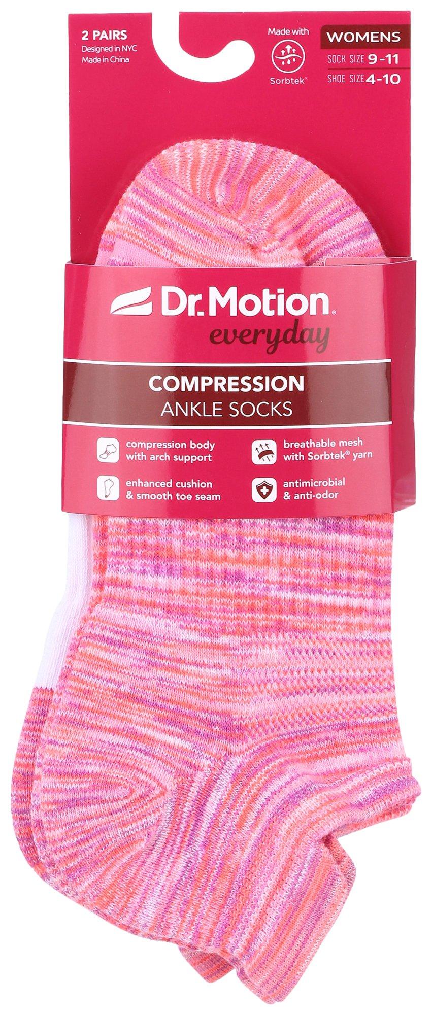 Dr. Motion Womens 2-Pr. Print Compression Ankle Socks