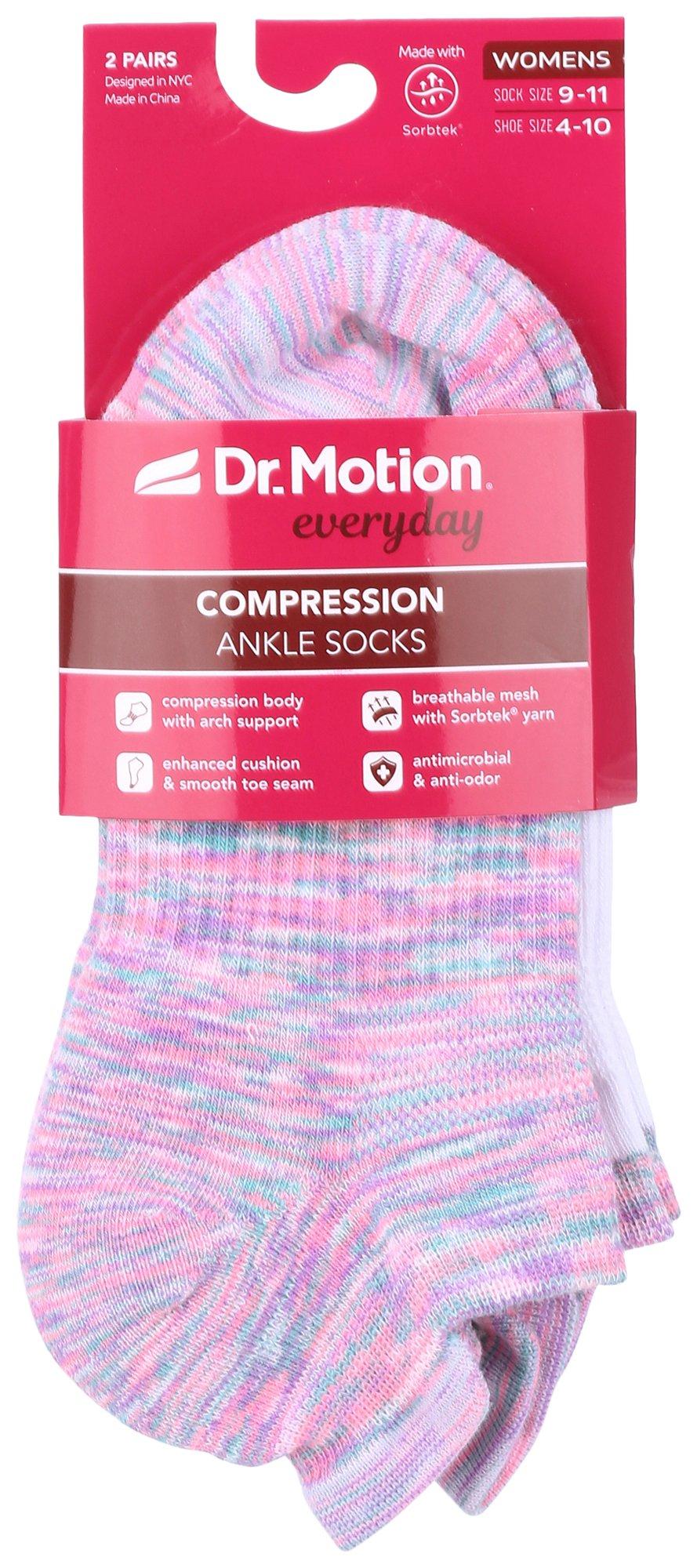 Womens 2-Pr. Print Compression Ankle Socks