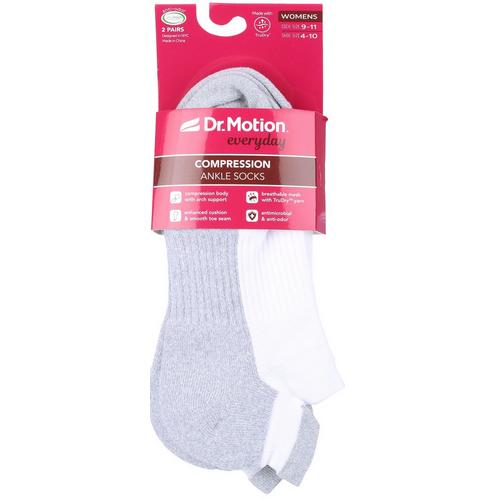 Dr. Motion Womens 2-Pr. Everyday Compression Ankle Socks