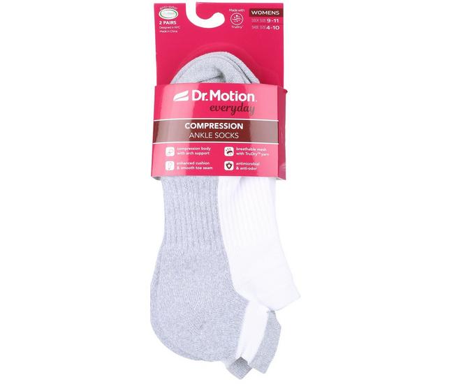 Dr. Motion Womens 2-Pr. Everyday Compression Ankle Socks