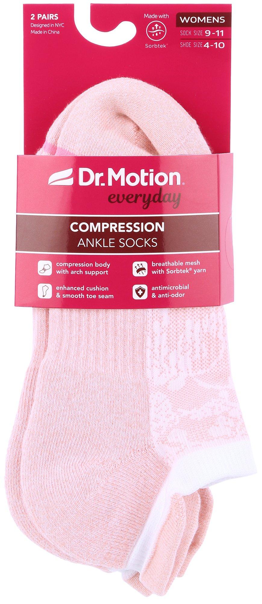 Dr. Motion Womens 2-Pr. Flower Compression Ankle Socks