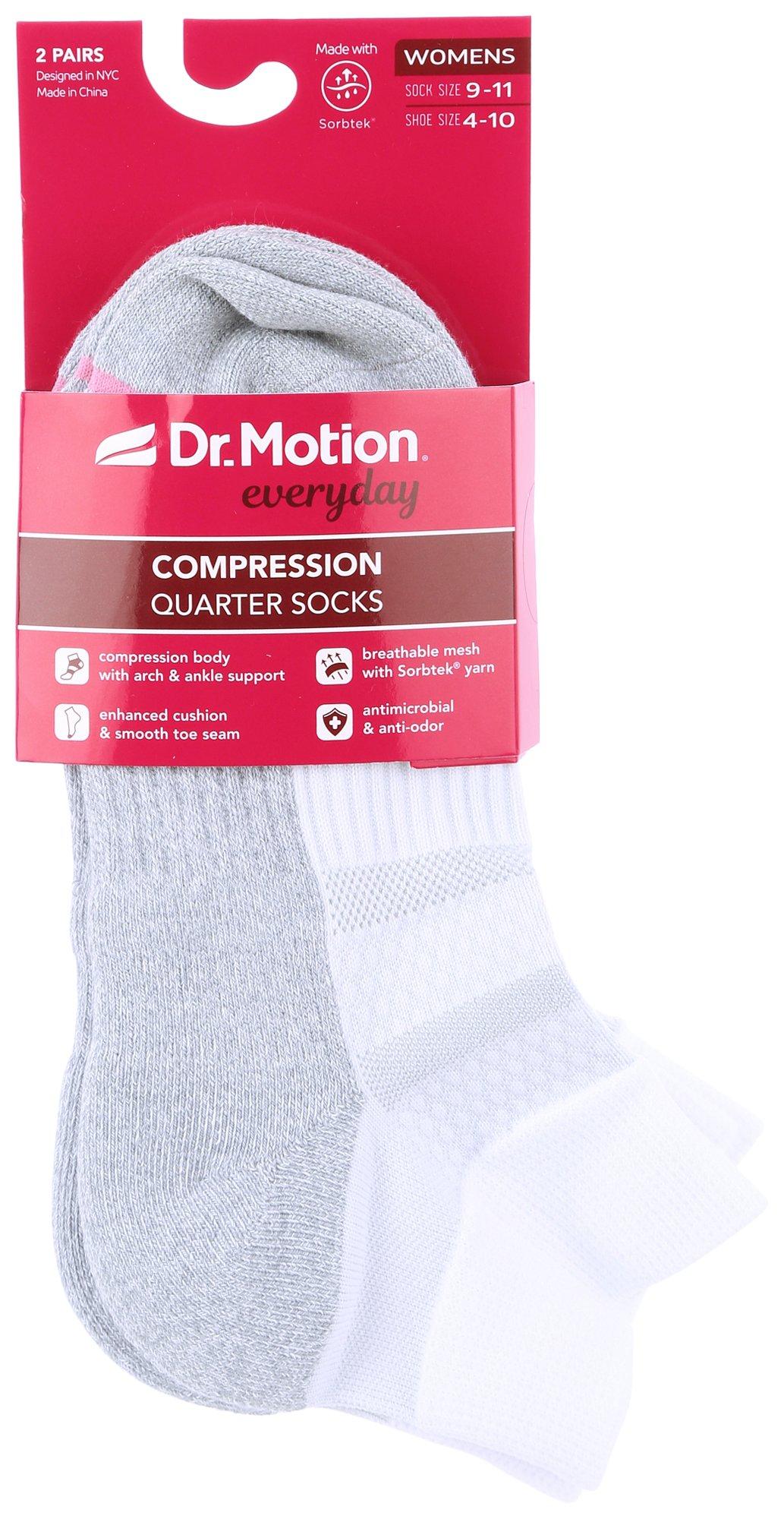 Womens 2-Pr. Colorblock Compression Quarter Socks