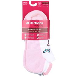 Dr. Motion Womens 2-Pr. Butterfly Compression Ankle Socks