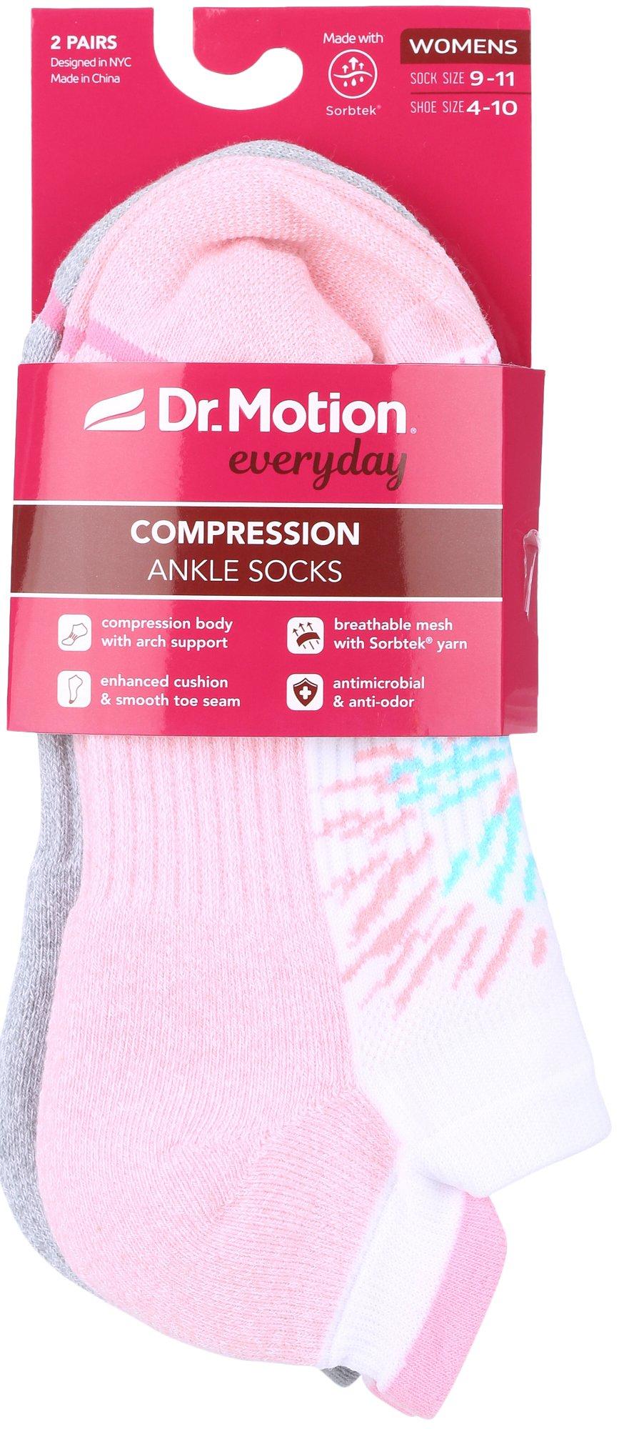 Womens 2-Pr. Print Compression Ankle Socks