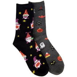 DAVCO Womens 2-Pk Candy Corn, Ghosts & Witches Socks