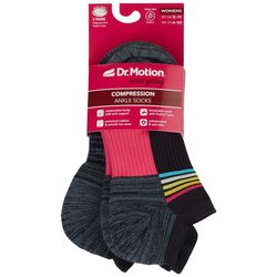 Dr. Motion Womens 2-pk. Rainbow Compression Ankle Socks