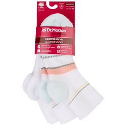 Dr. Motion Womens 2-pk. Striped Compression Ankle Socks