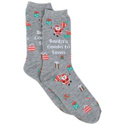 Davco Mens Santa Coming To Town Print Crew Socks