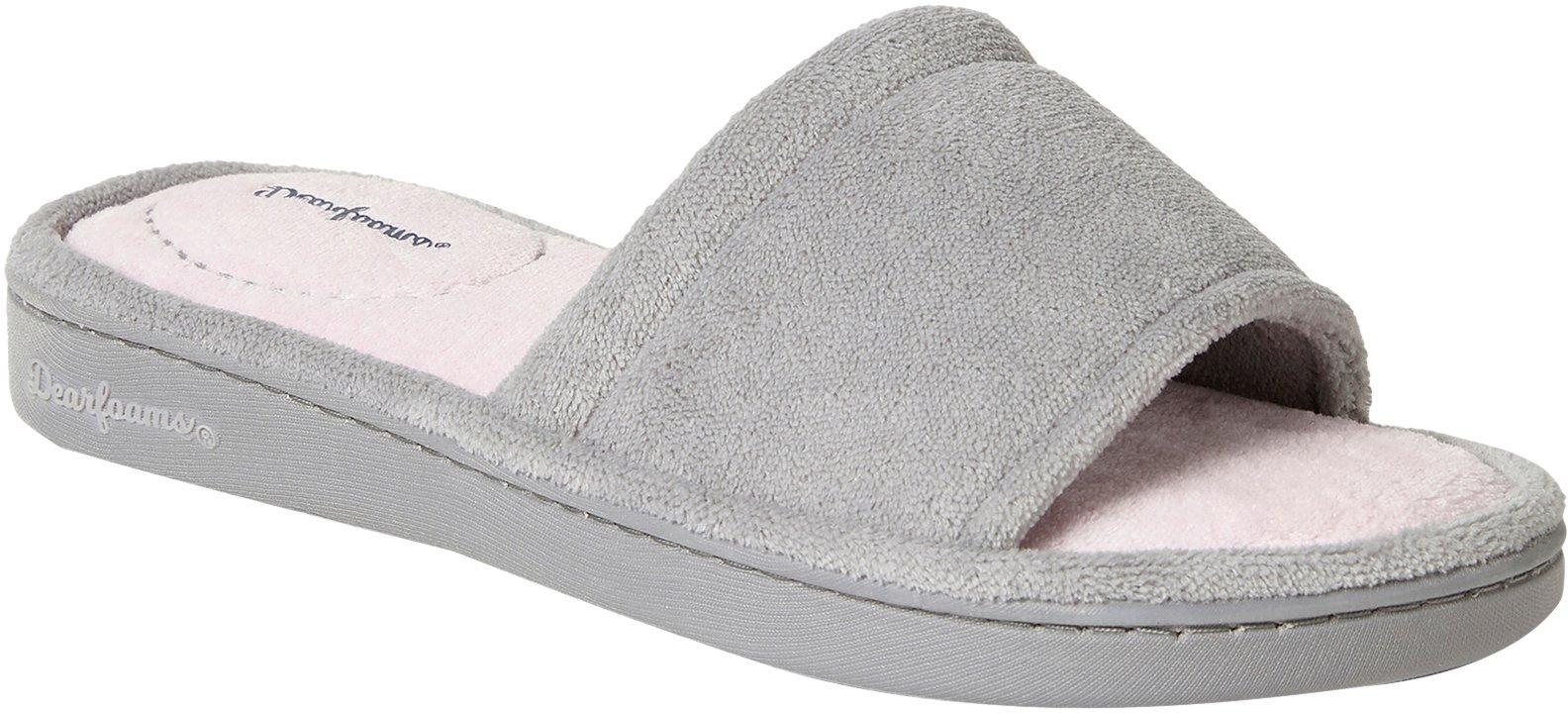 Dearfoams Womens Alice Solid Memory Foam Slide Slippers XLarge Grey