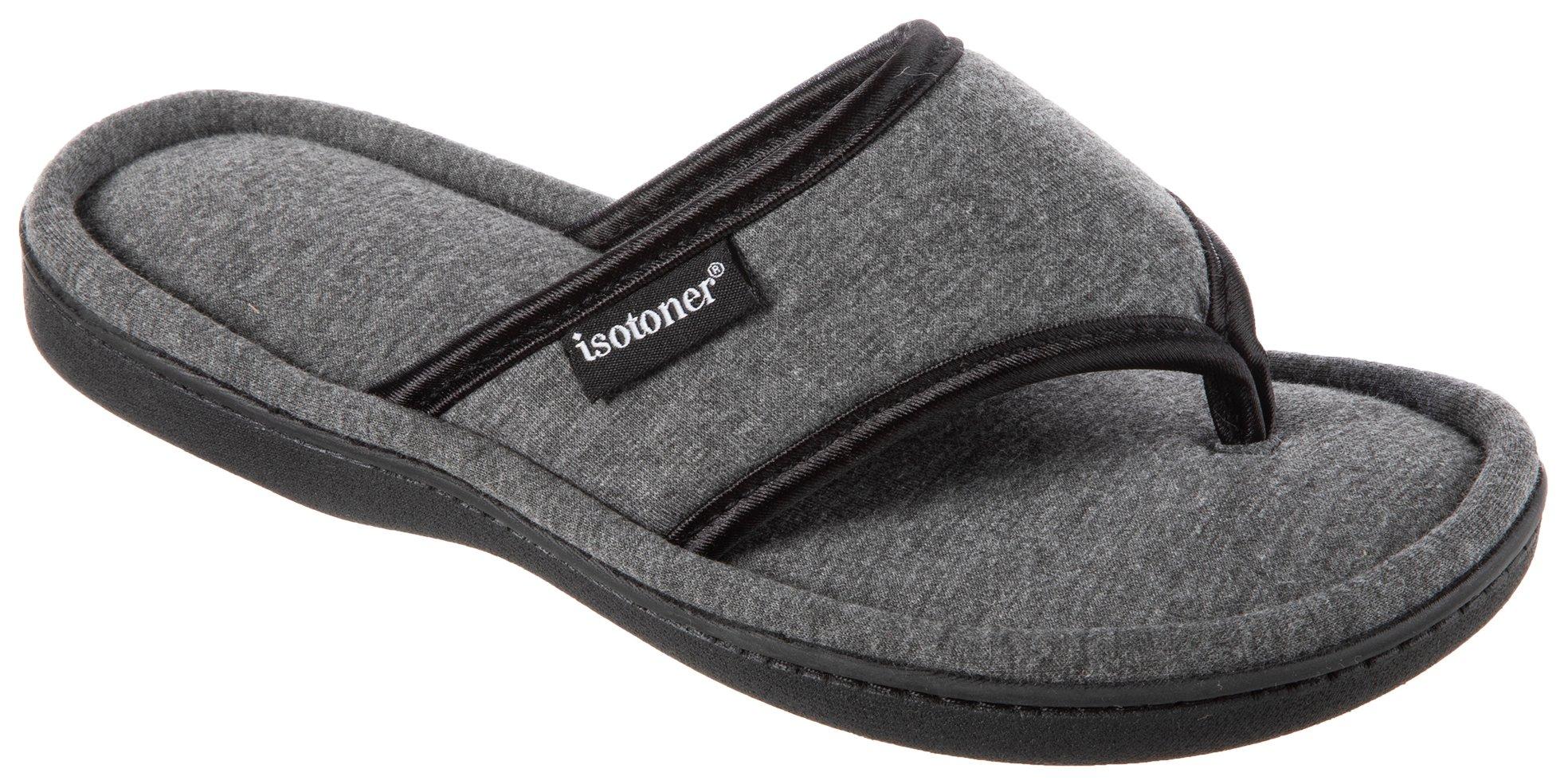 Isotoner Womens Heathered Jersey Thong Slippers
