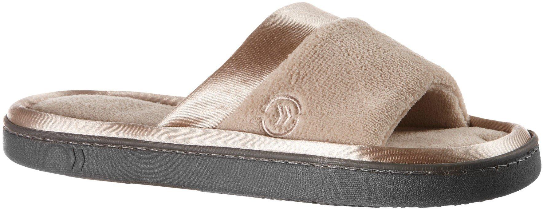 isotoner microterry satin slide slipper