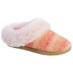 Isotoner Womens Stripe Knit Faux Fur Slippers