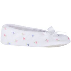 Isotoner Womens Terry Floral Ballerina Slippers