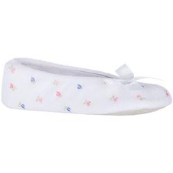 Womens Terry Floral Ballerina Slippers