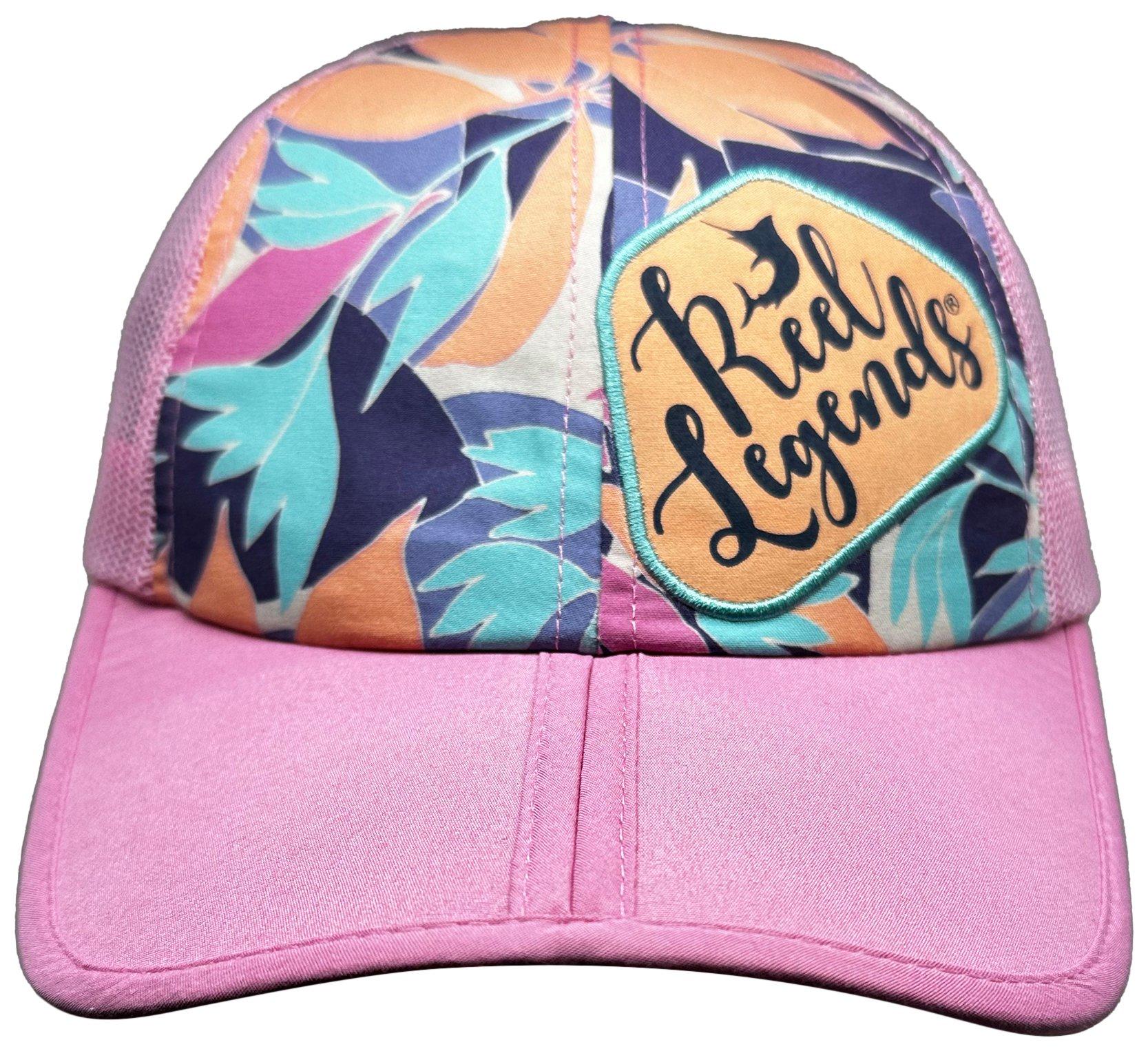 Reel Legends Womens Tropical Print Foldable Ponytail Hat