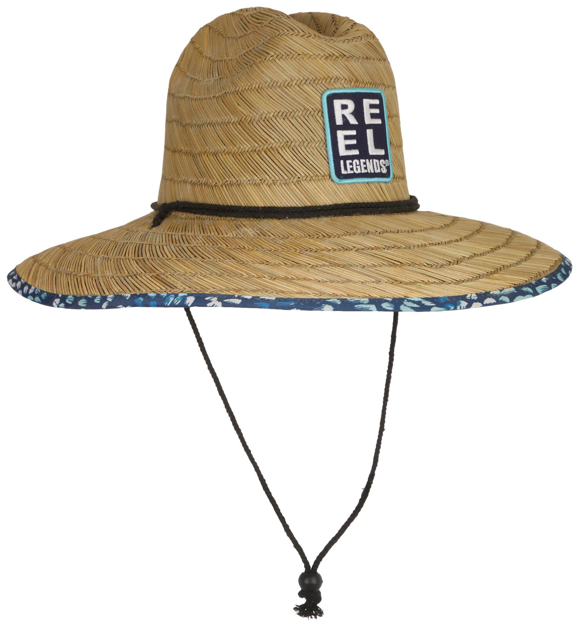 Reel Legends Womens Brushstroke Print Straw Lifeguard Hat