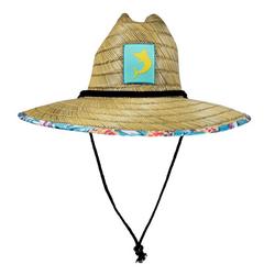 Womens Tropical Print Straw Lifeguard Hat
