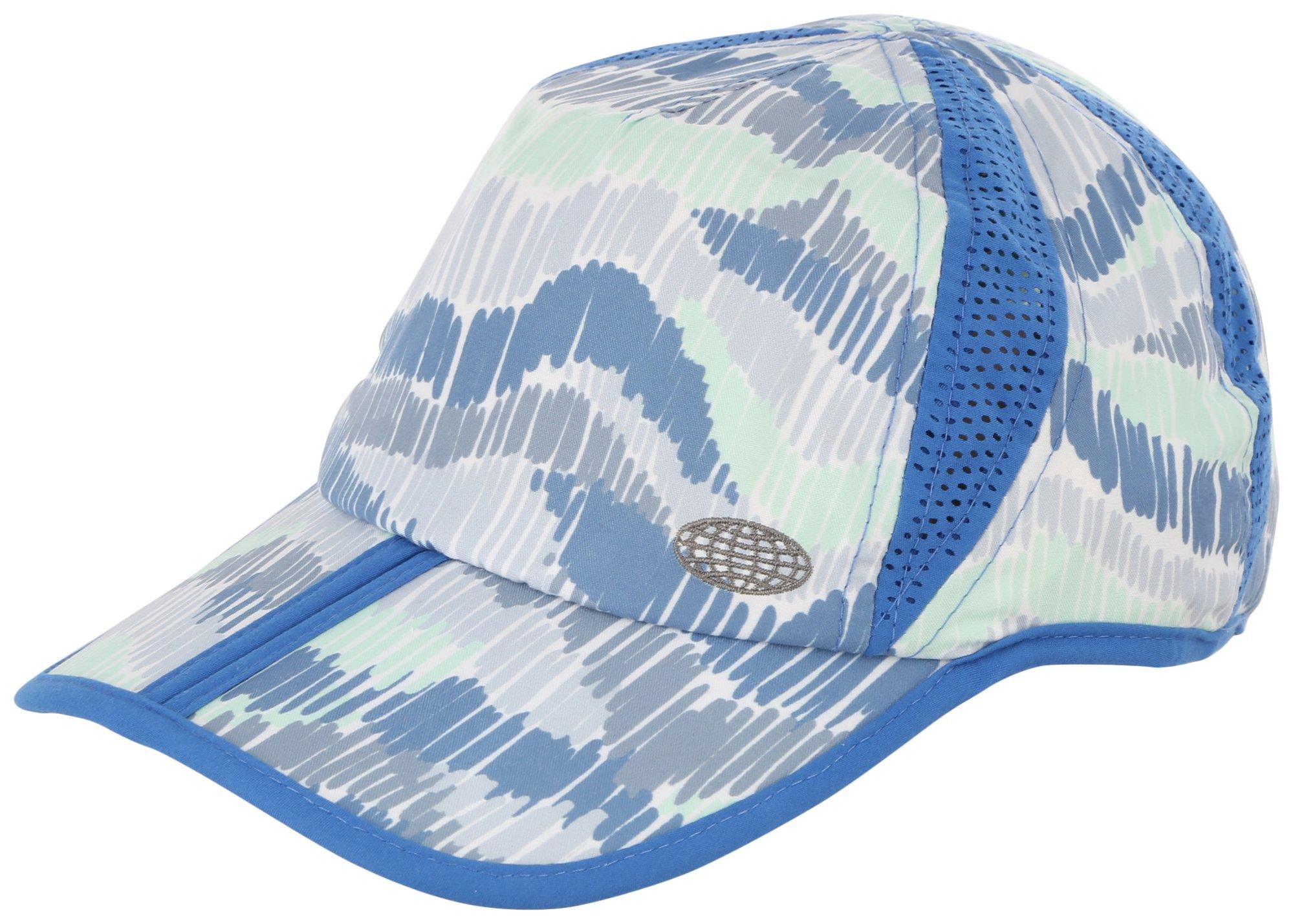 Womens Lines Print Foldable Vented Hat