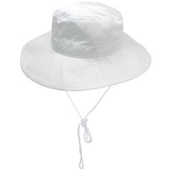 Womens Solid Wide Brim Tie Bucket Hat