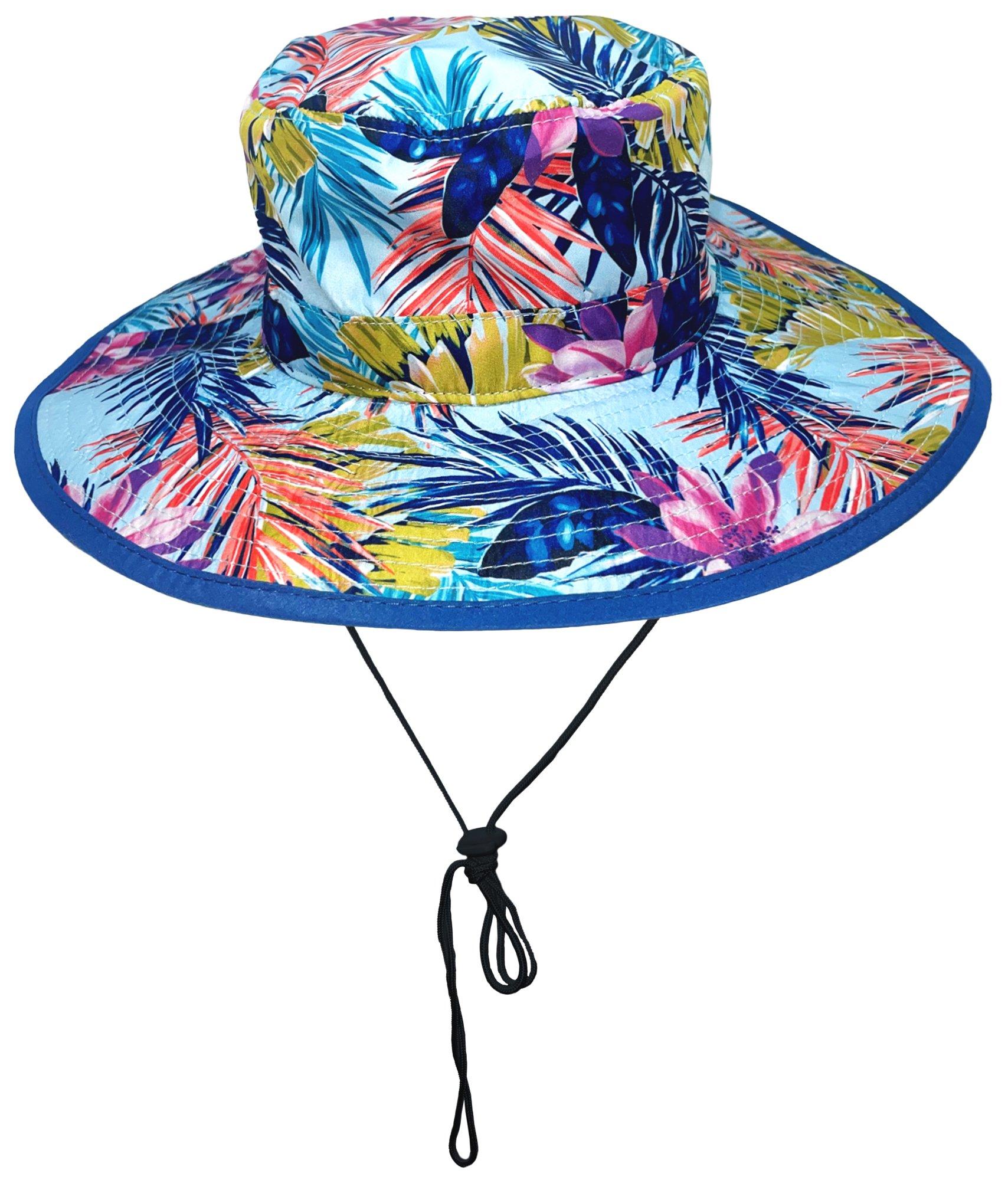 Womens Tropical Wide Brim Tie Bucket Hat