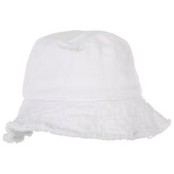 David & Young Womens Solid Frayed Denim Bucket Hat