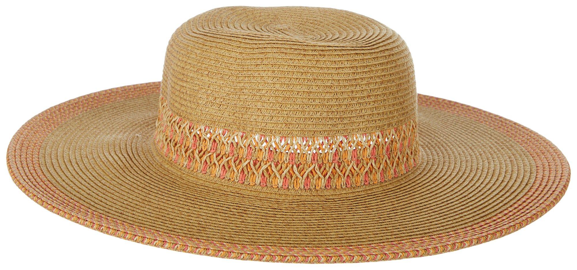 Womens Paper Poly Braid Wide Brim Sun Hat