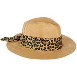 Nine West Womens Leopard Band Panama Hat