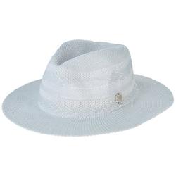 Womens Knit Chevron Detail Stripes Panama Hat
