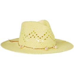 Womens Shell Band Paper Braid Woven Sun Hat