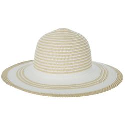 Womens Stripe Paper Braid Wide Brim Sun Hat