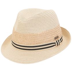 Sun N' Sand Womens Striped Ribbon Straw Fedora Hat