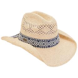 Womens Woven Western Cowboy Straw Hat