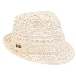 Sun N' Sand Womens Straw Braid Cord Bow Fedora Hat