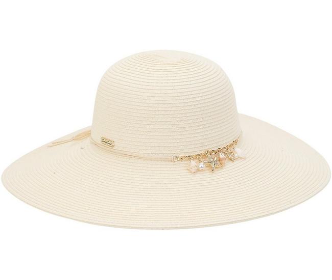 Sun N' Sand Womens Seashell Charm UPF Sun Hat