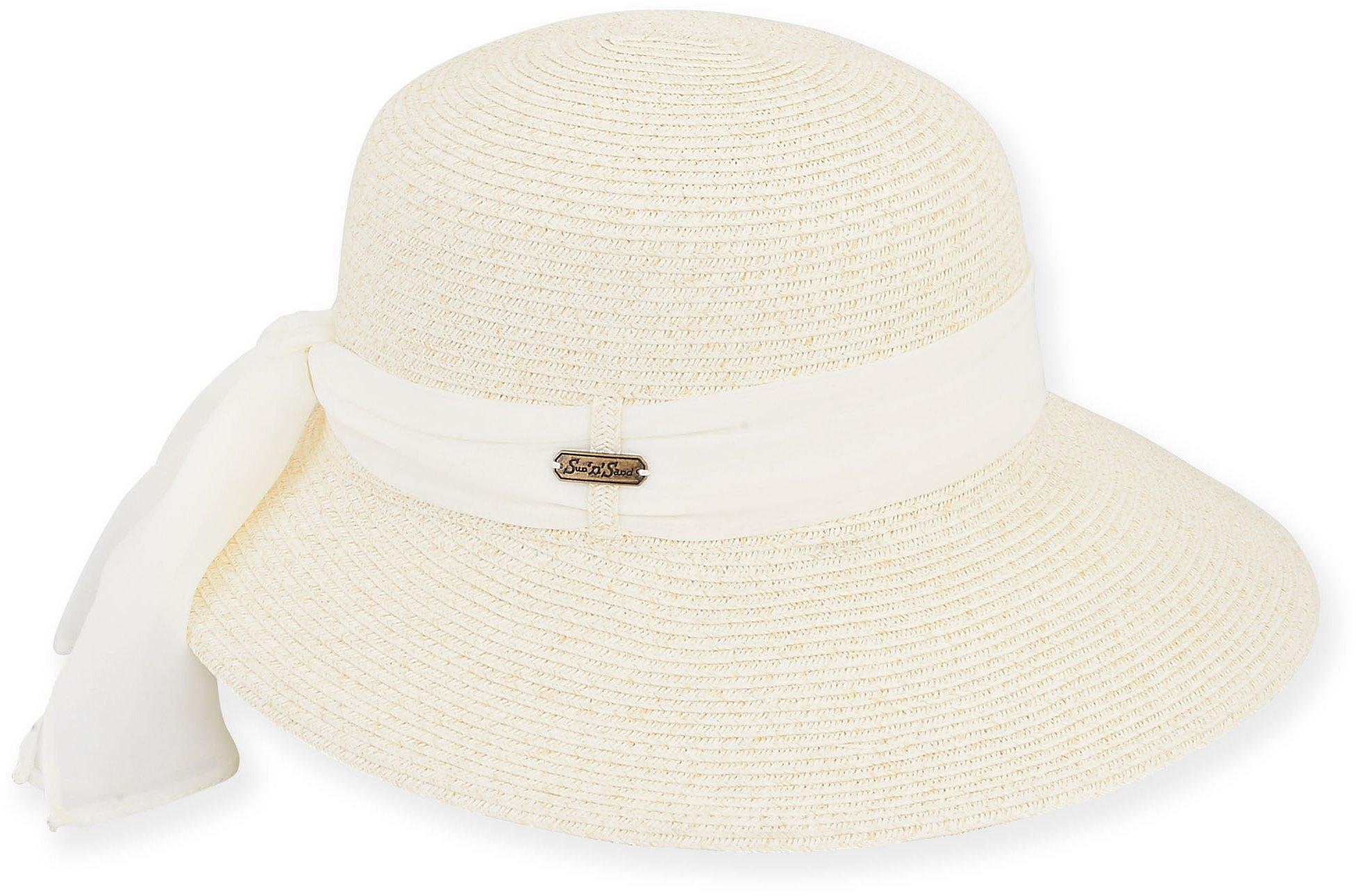 Sun N' Sand Womens Scarf Brim Sun Hat - Black/Tan - One Size