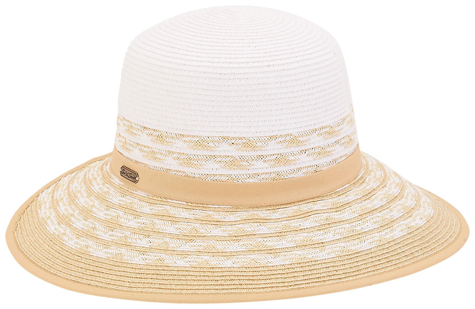 Womens Sunsaver Stripe Round Backless Sun Hat