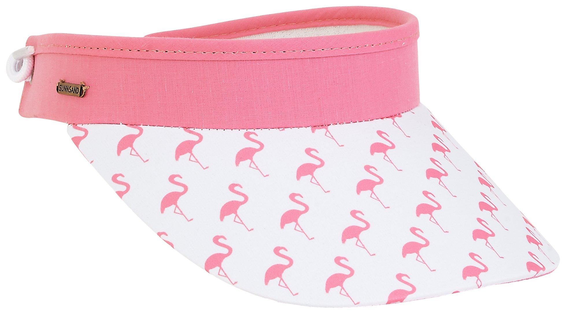 Sun N' Sand Womens Flamingo Print Fabric Coil Back Visor