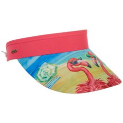 Sun N' Sand Womens Flamingo Print Coil Back Visor