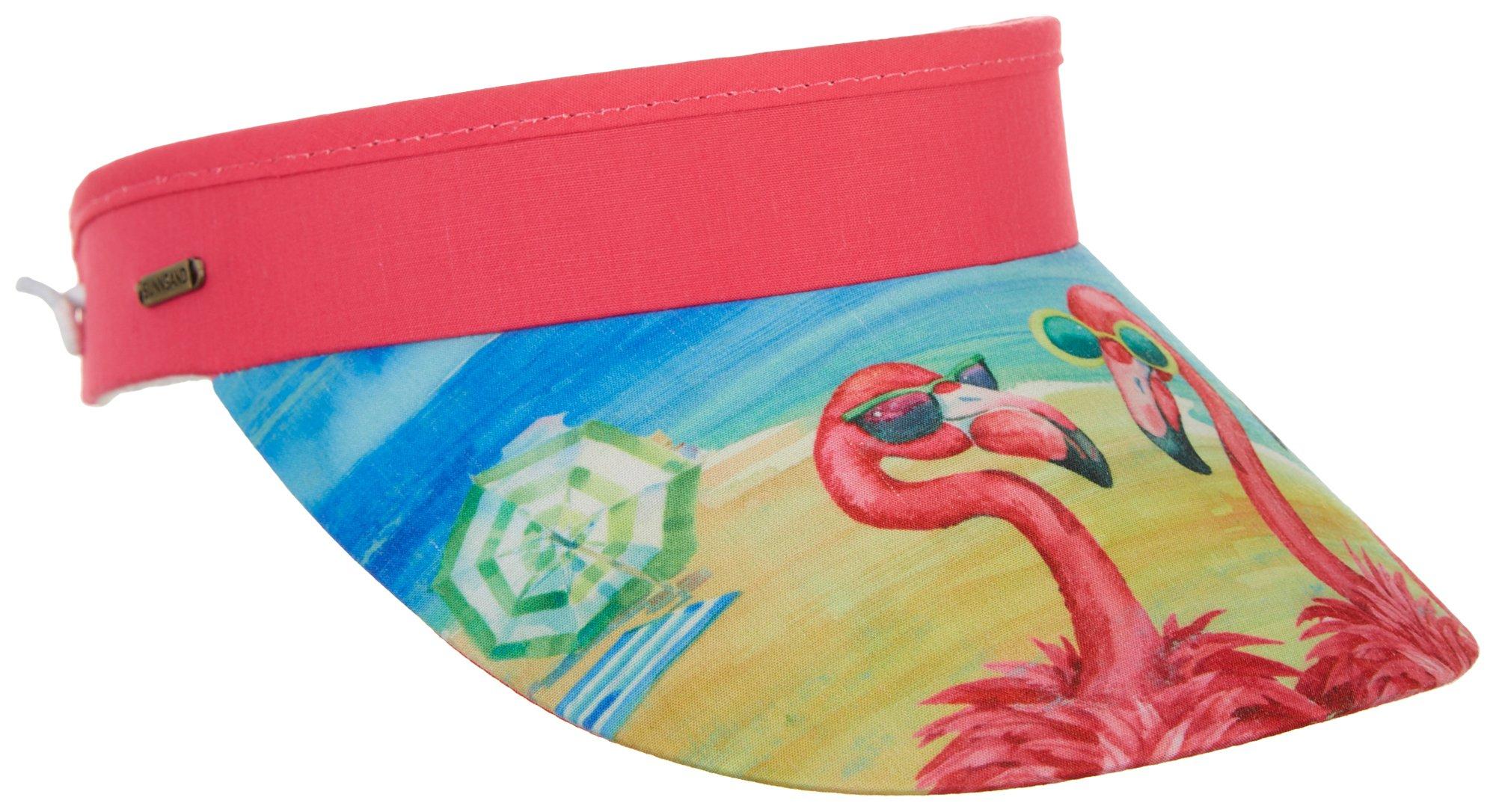 Womens Flamingo Print Coil Back Visor