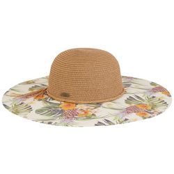 Caribbean Joe Womens UPF 50 Floral Paper Braid Sun Hat