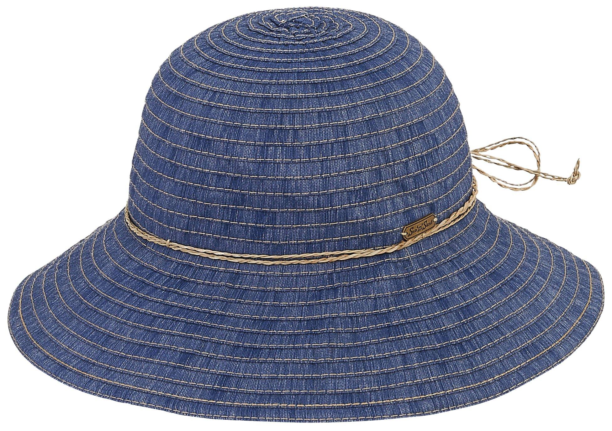 Womens Paper Braid Round Ribbon Sun Hat