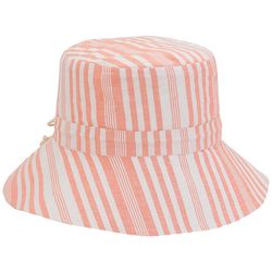 Sun N' Sand Womens Stripe Linen Tapered Brim Bucket Hat