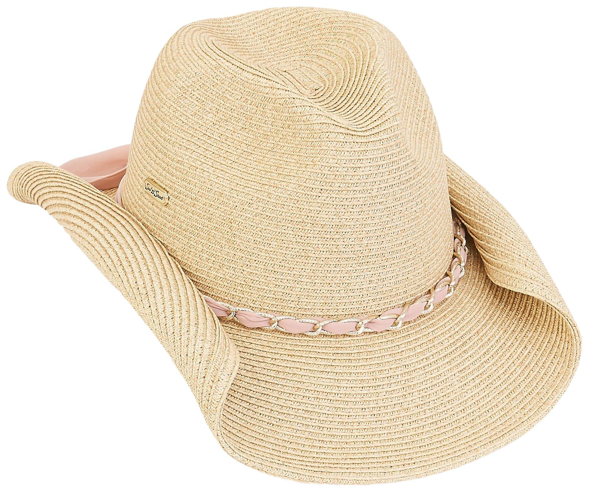 Womens Back Bow Woven Western Hat
