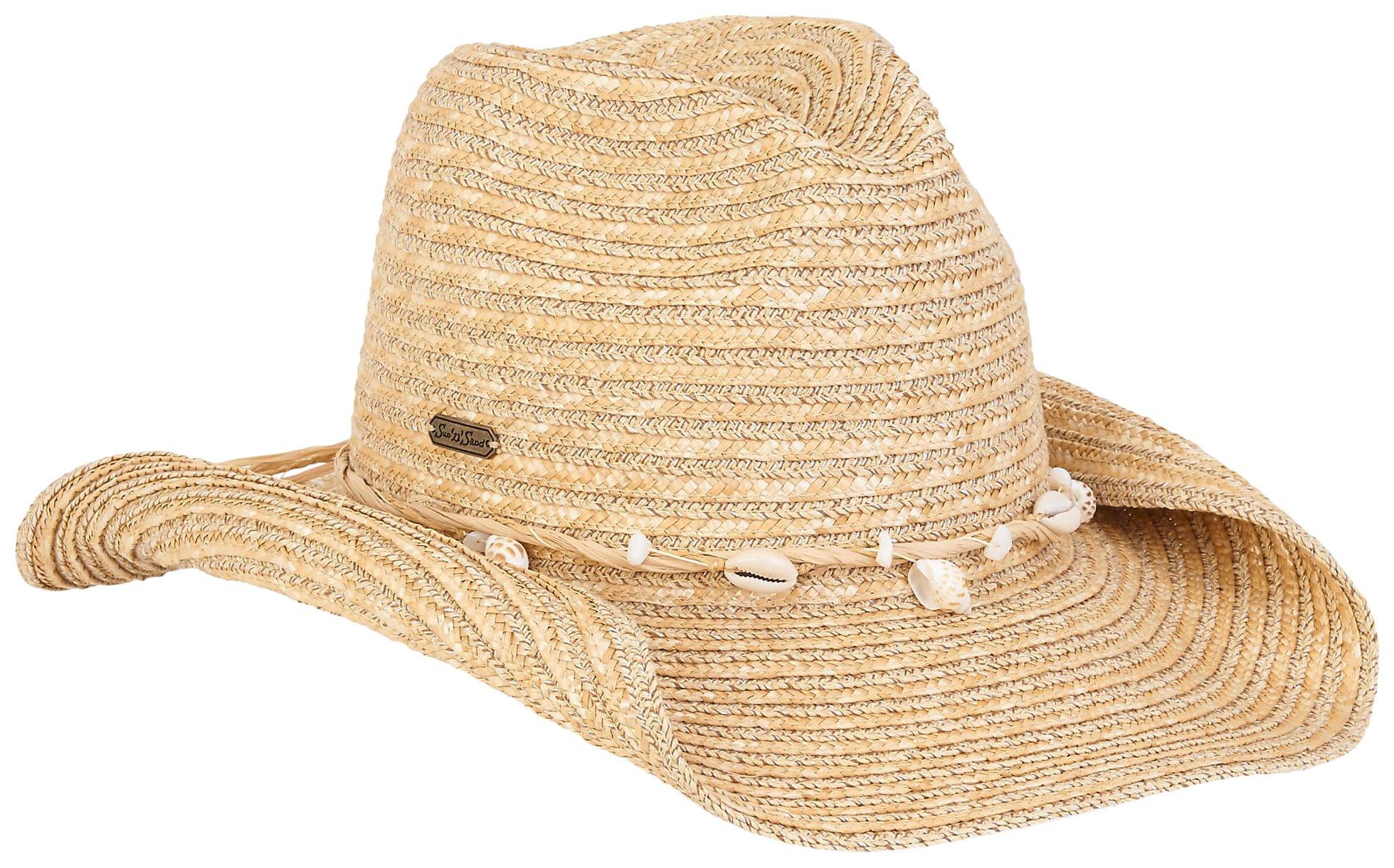 Sun N' Sand Womens Shell Band Wheat Straw Western Hat