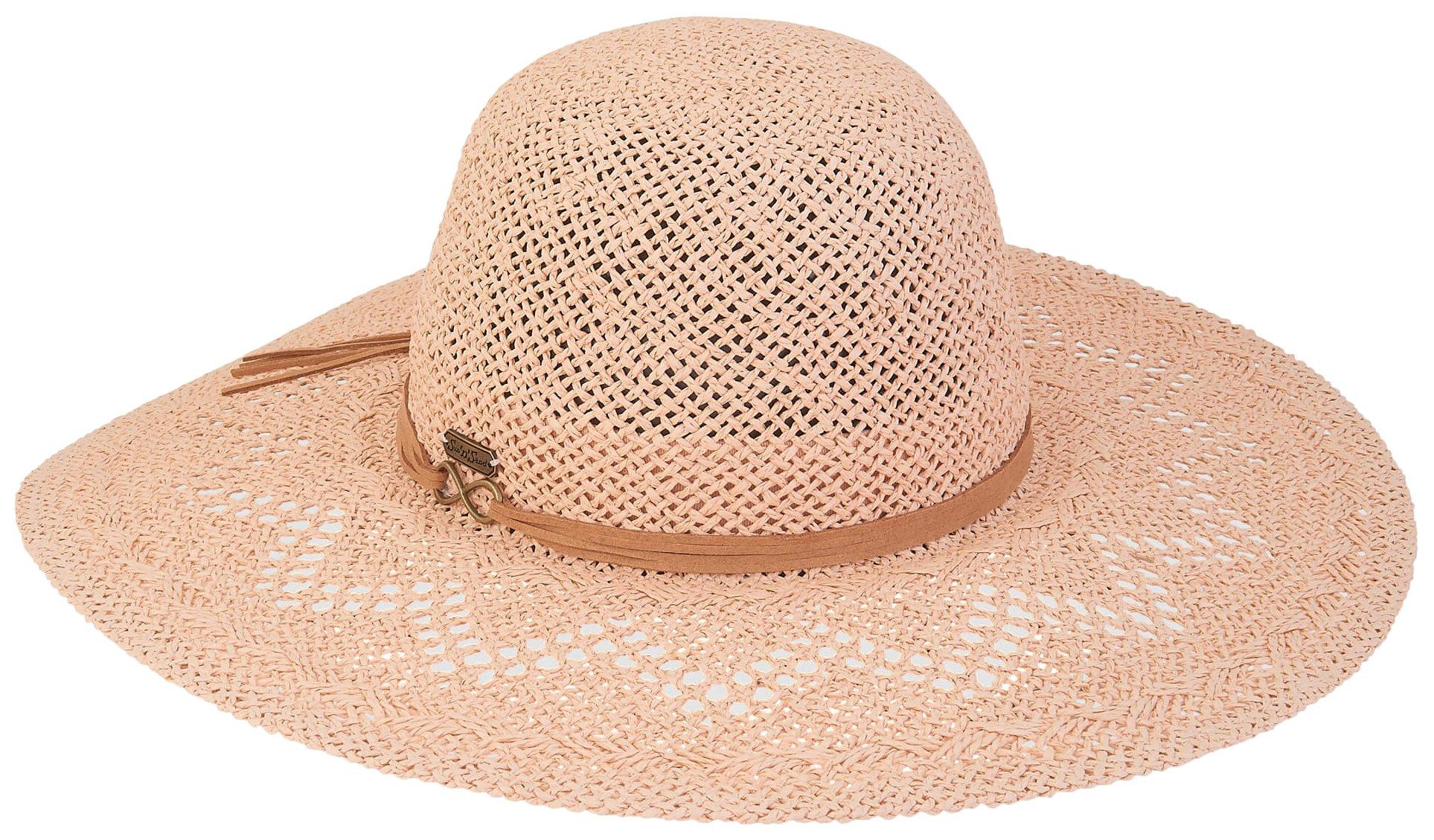 Sun N' Sand Womens Raelynn Woven Straw Floppy Sun Hat